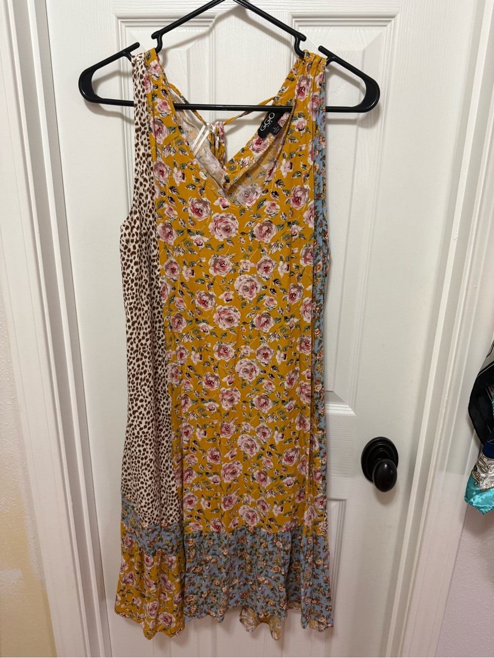 Floral Mix-Print Maxi Dress in Mustard Yellow